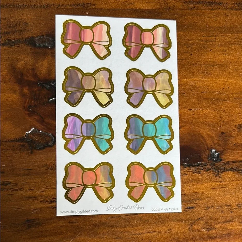 Simply Gilded Assorted Bow Stickers bundle of 5 sheets NEW